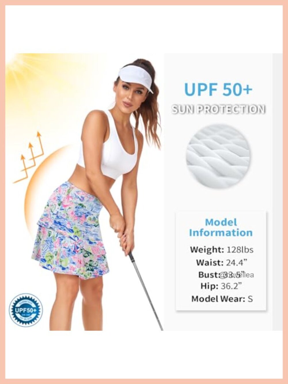 Women's Ruffle Pleated Golf Skort Athletic Tennis Pickleball Skirt with Pockets - Picture 4 of 6
